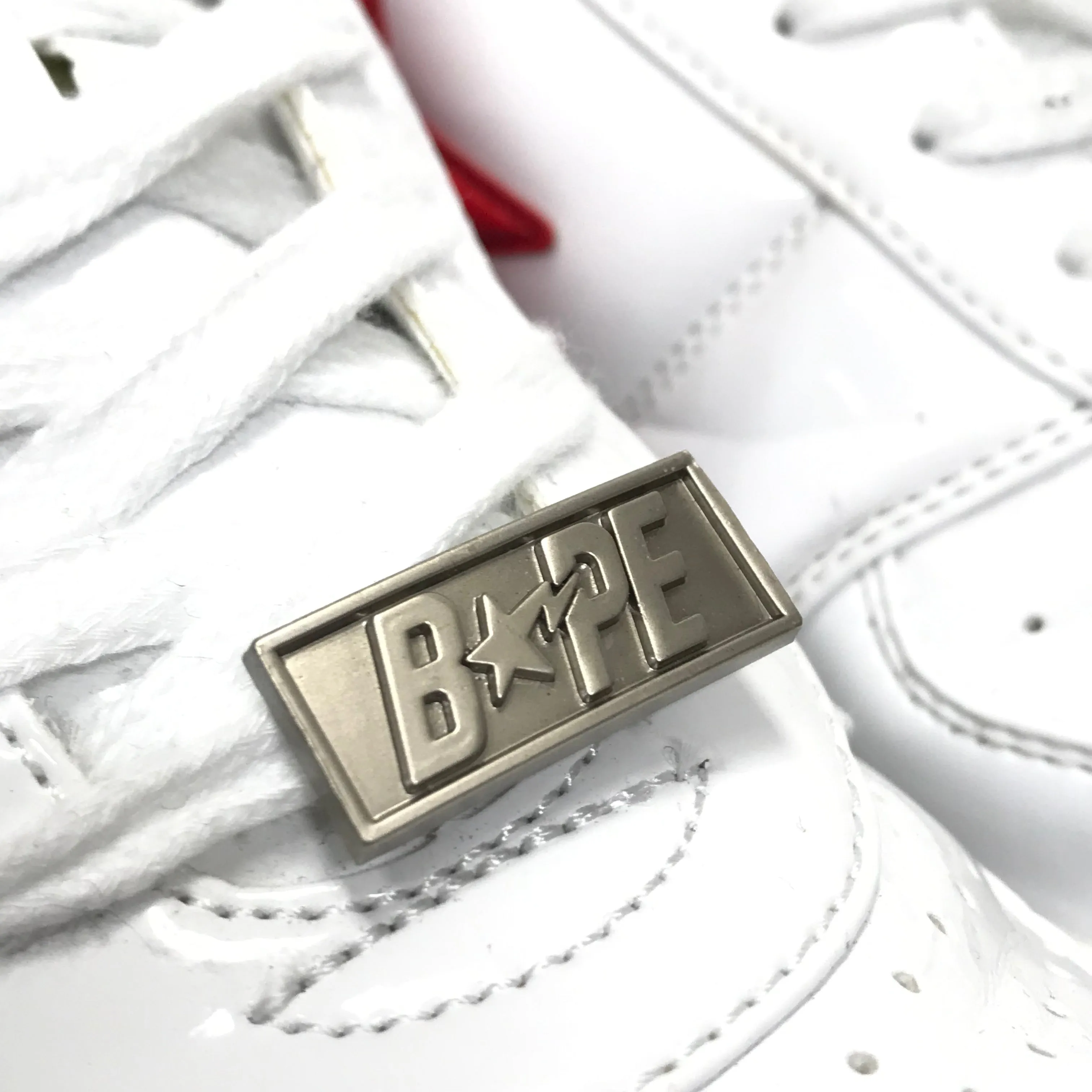 [12] A Bathing Ape Bape Sta Shark Patent Leather M2 White