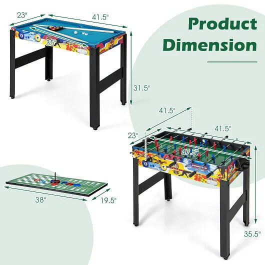 12-in-1 Combo Game Table Set with Foosball Air Hockey Pool Chess and Ping Pong -