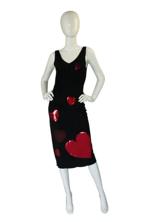 1990s Moschino Heart & Sequin Dress