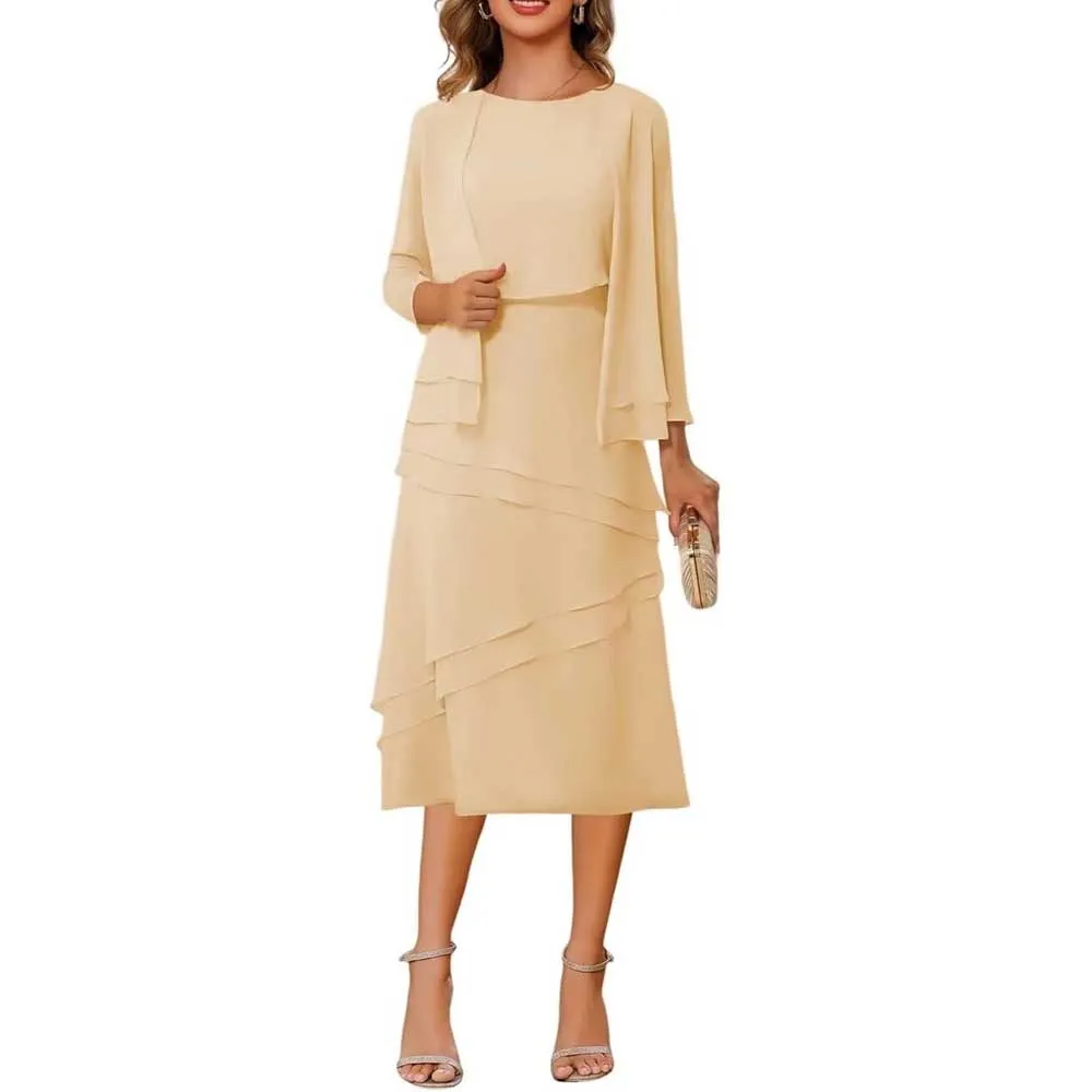 3/4 Sleeves 2 Piece Mother of The Bride Dresses Wedding Formal Event Dress Suit