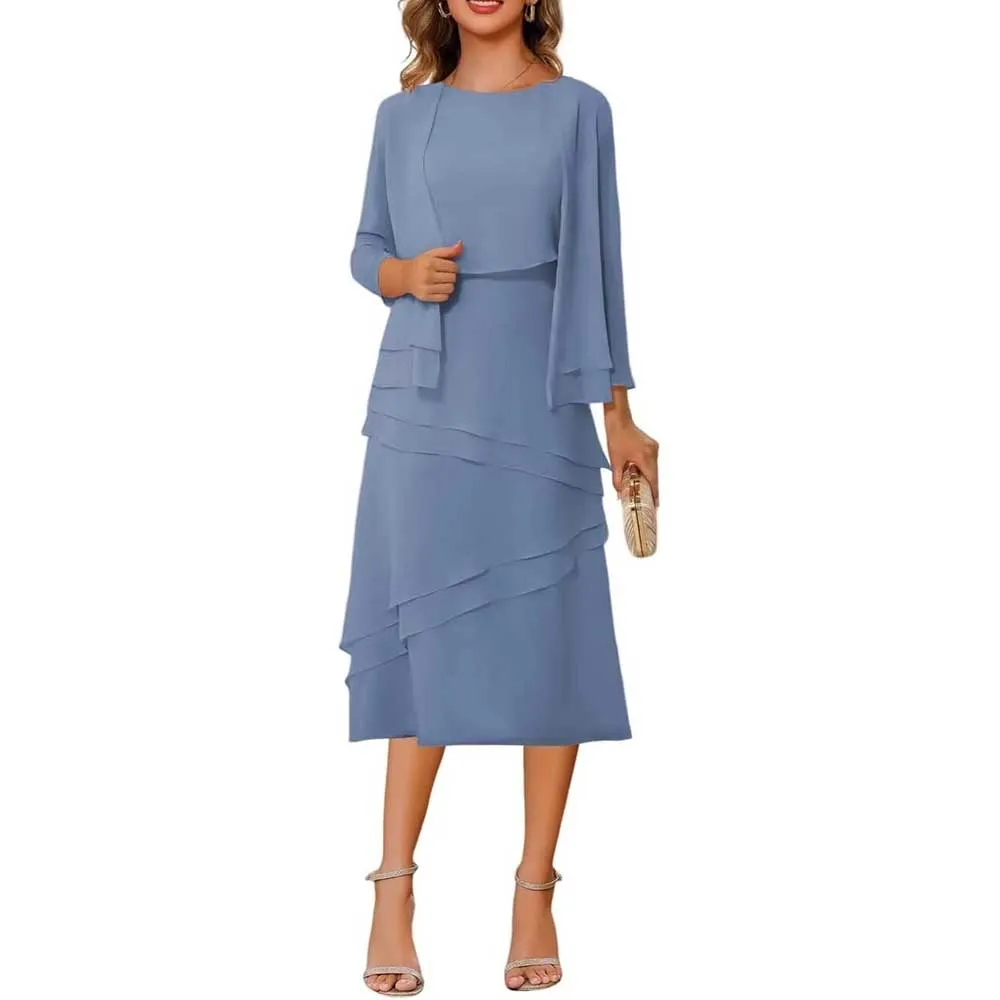3/4 Sleeves 2 Piece Mother of The Bride Dresses Wedding Formal Event Dress Suit