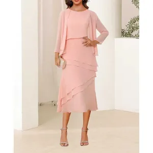 3/4 Sleeves 2 Piece Mother of The Bride Dresses Wedding Formal Event Dress Suit