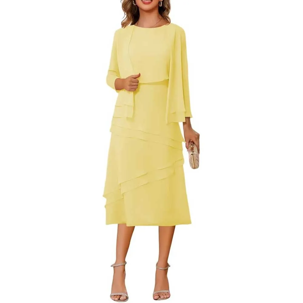 3/4 Sleeves 2 Piece Mother of The Bride Dresses Wedding Formal Event Dress Suit