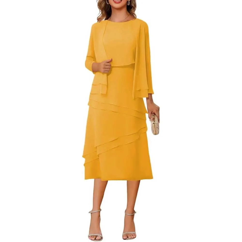 3/4 Sleeves 2 Piece Mother of The Bride Dresses Wedding Formal Event Dress Suit