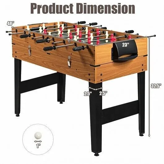 48 Inch 3-In-1 Multi Combo Game Table with Soccer for Game Rooms - Color: Natura