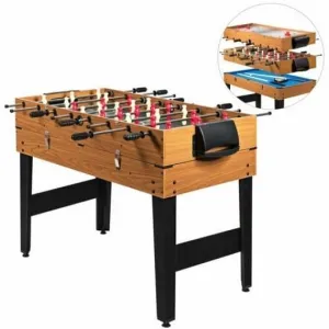 48 Inch 3-In-1 Multi Combo Game Table with Soccer for Game Rooms - Color: Natura