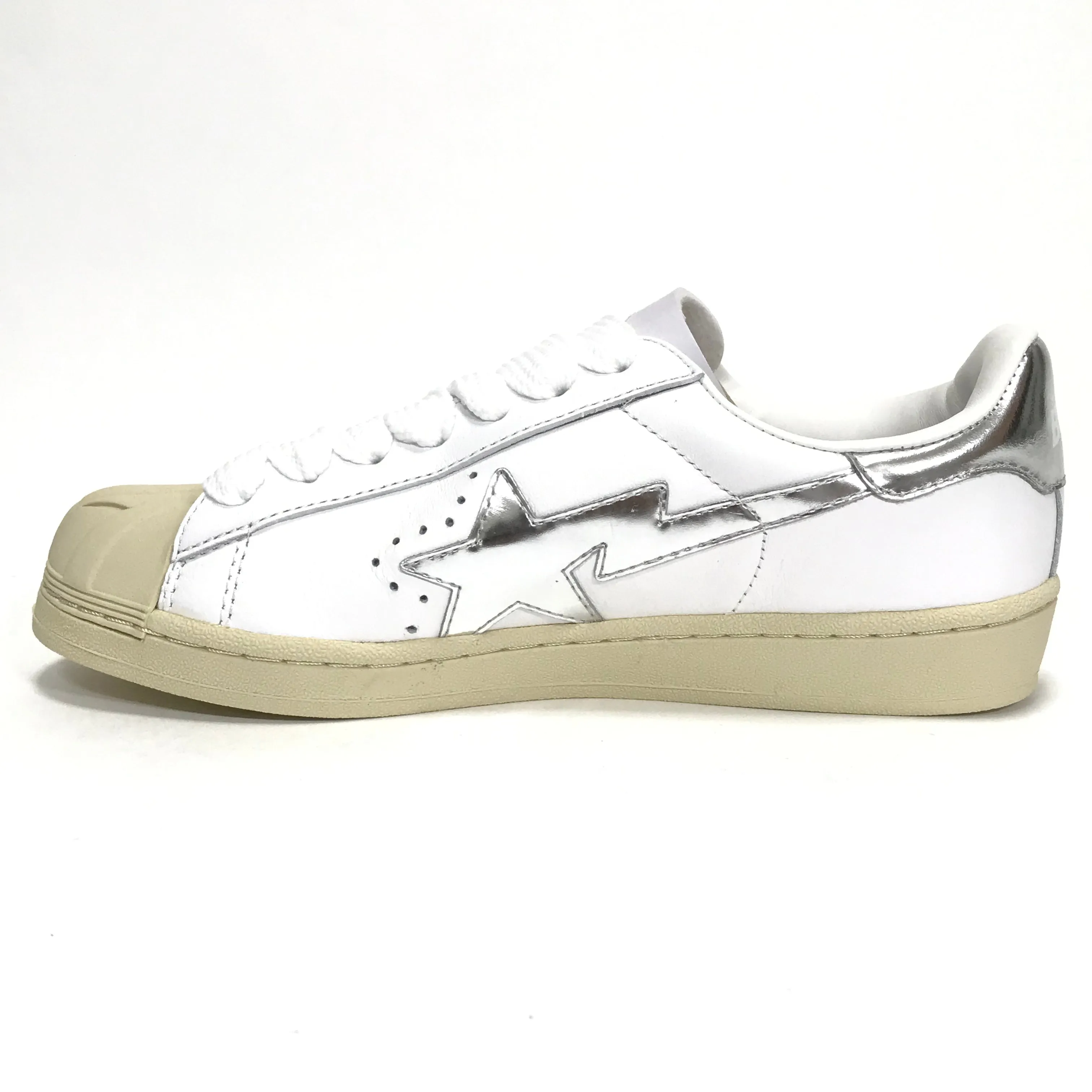 [9] DS! A Bathing Ape Bape Sta Shell Toe White/Silver
