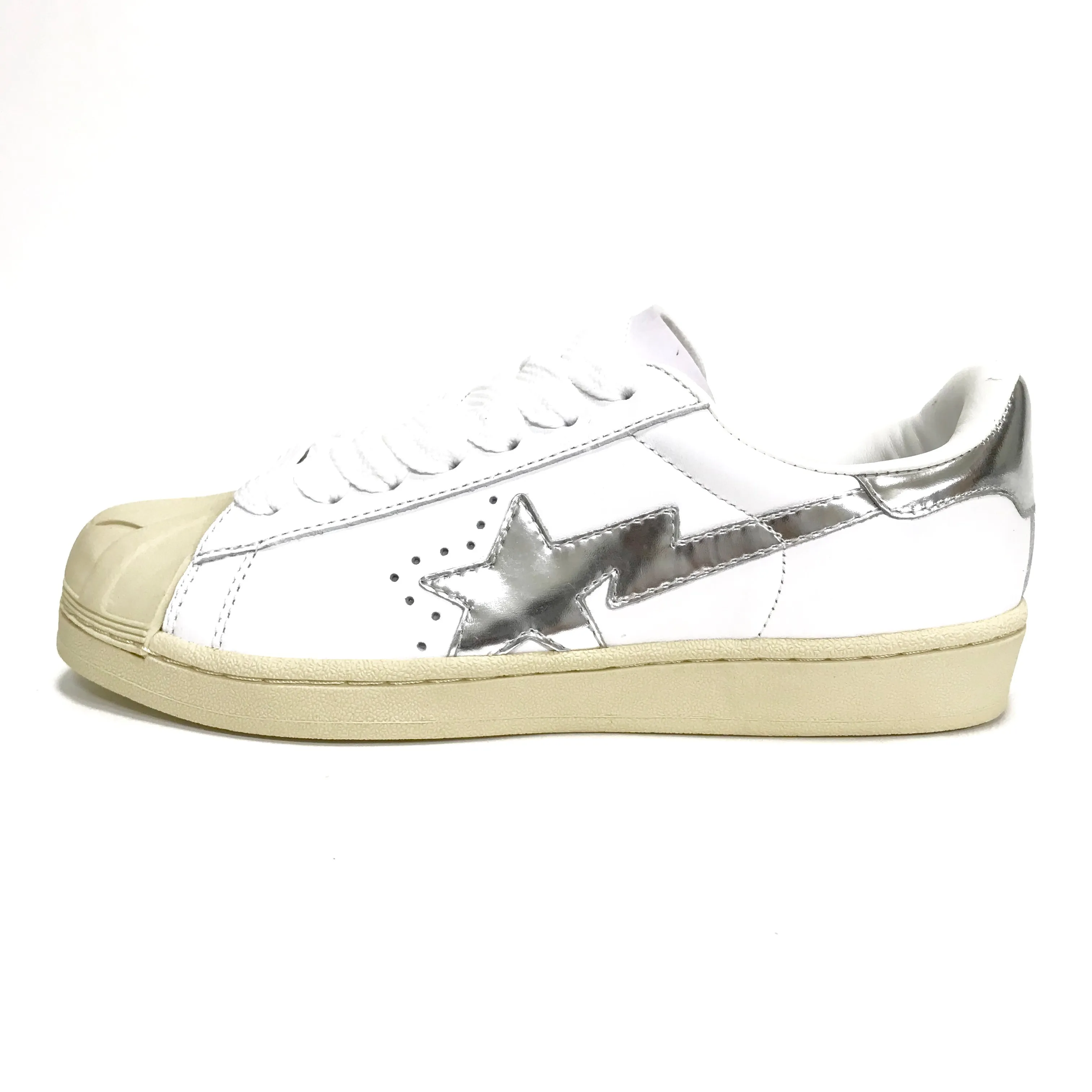 [9] DS! A Bathing Ape Bape Sta Shell Toe White/Silver