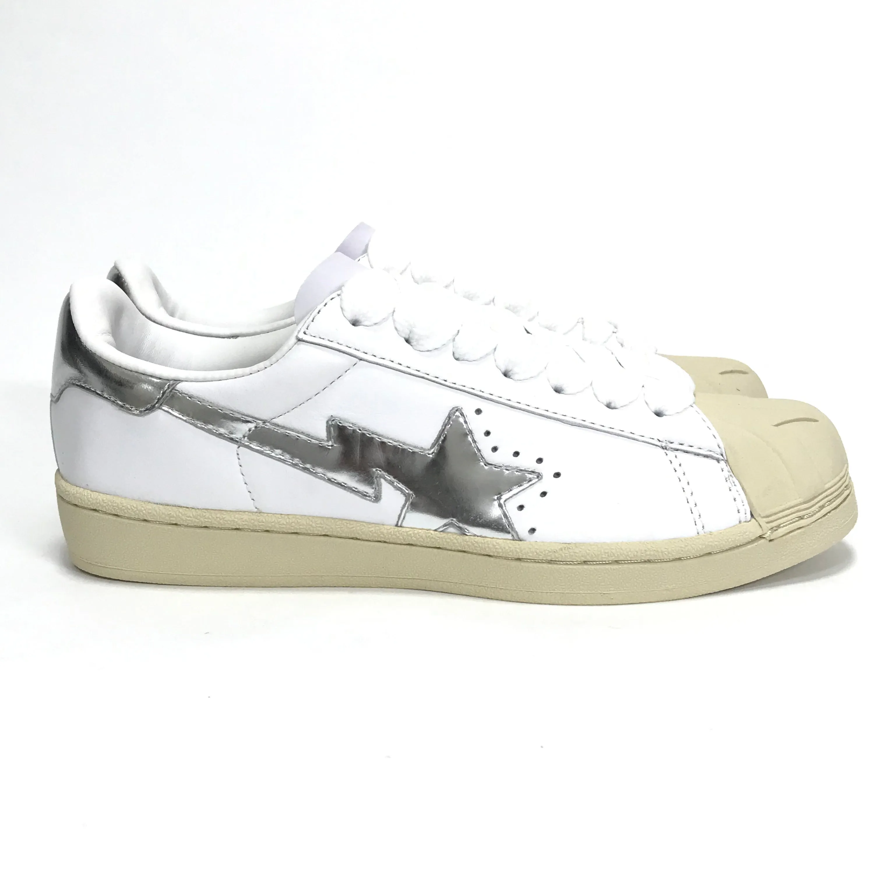 [9] DS! A Bathing Ape Bape Sta Shell Toe White/Silver