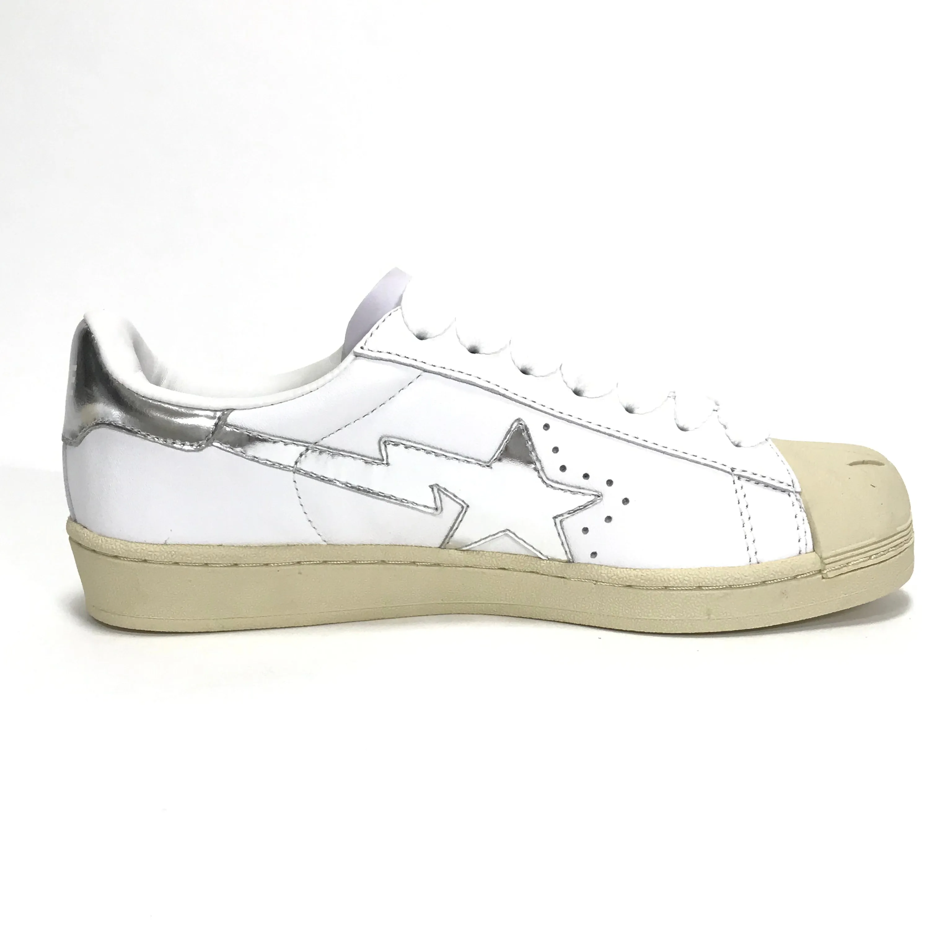 [9] DS! A Bathing Ape Bape Sta Shell Toe White/Silver