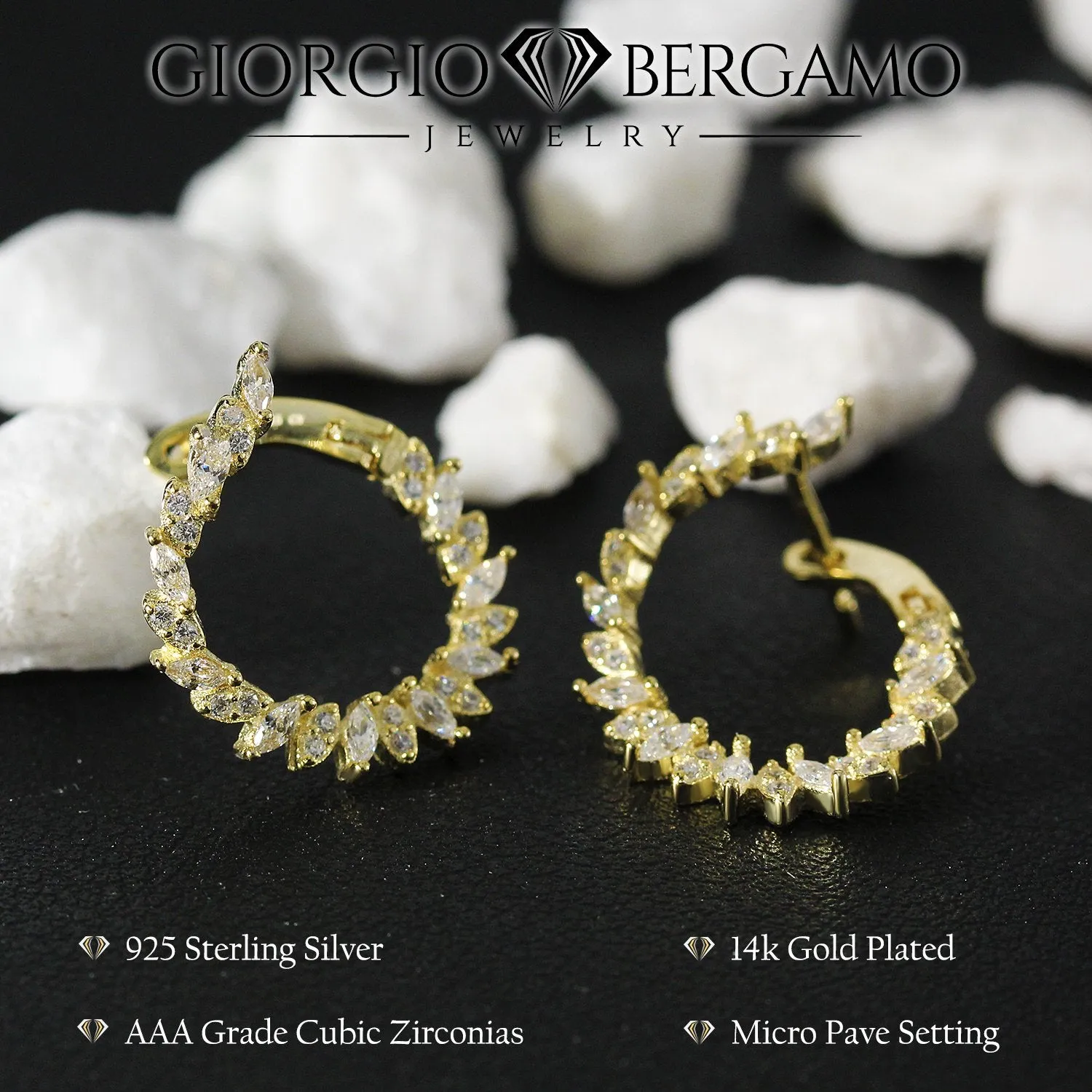 925 Sterling Silver Gold Plated Flared Continuous Hoop Earring