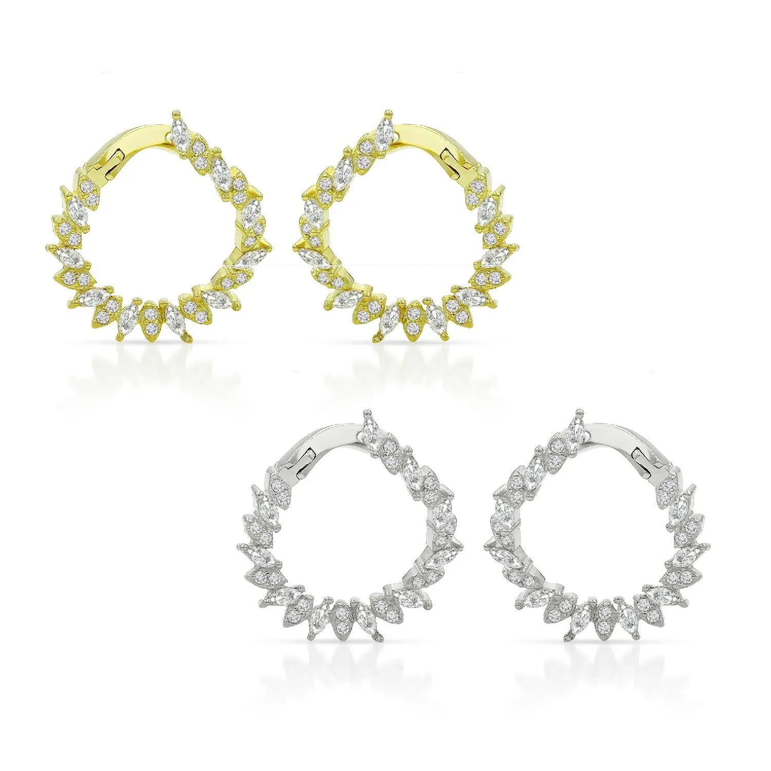 925 Sterling Silver Gold Plated Flared Continuous Hoop Earring