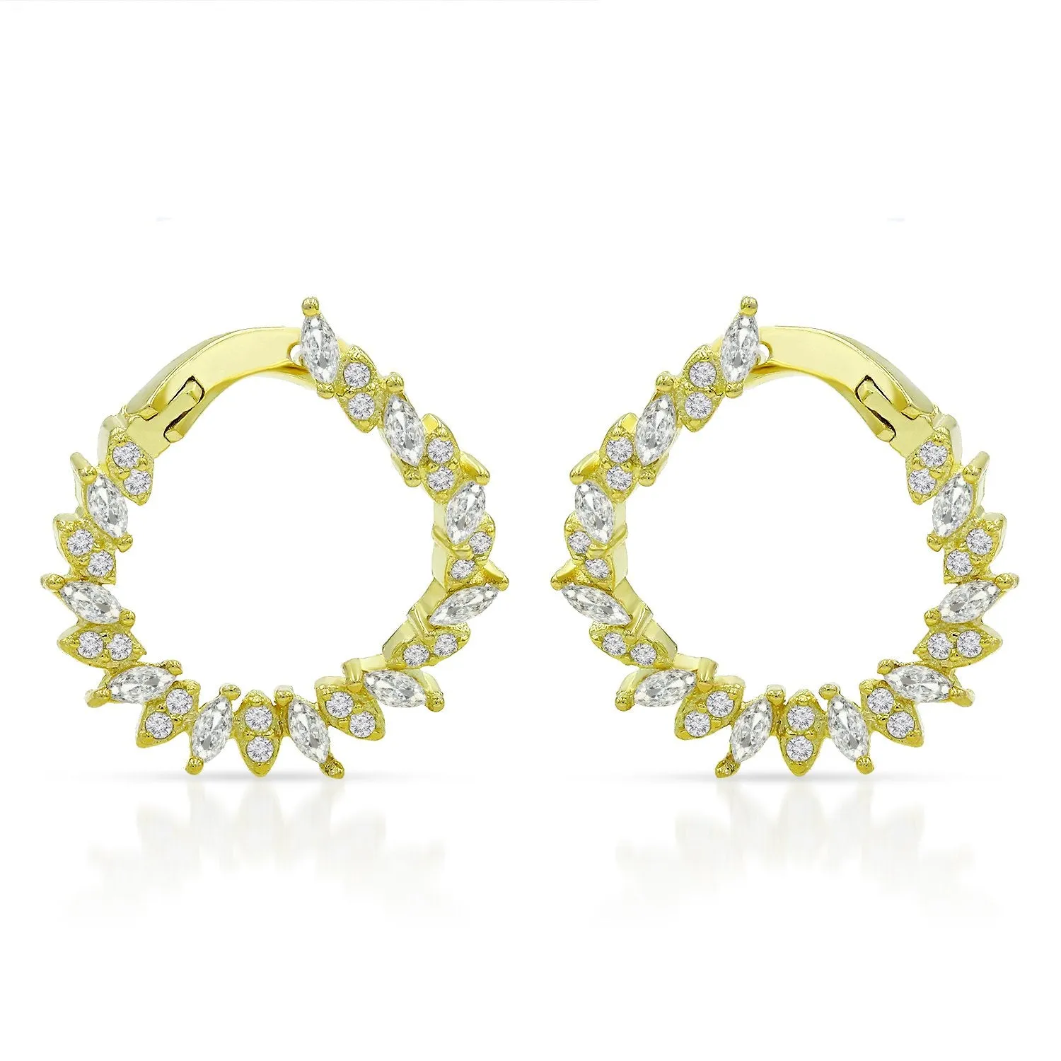 925 Sterling Silver Gold Plated Flared Continuous Hoop Earring