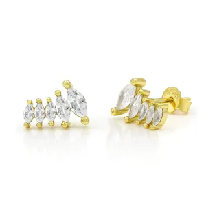 925 Sterling Silver Gold Plated Graduated Ear Climber Minimalist Earring