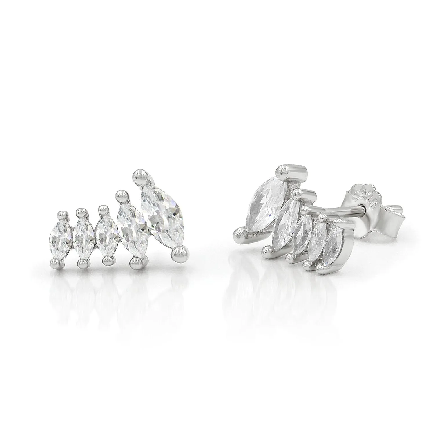 925 Sterling Silver Gold Plated Graduated Ear Climber Minimalist Earring