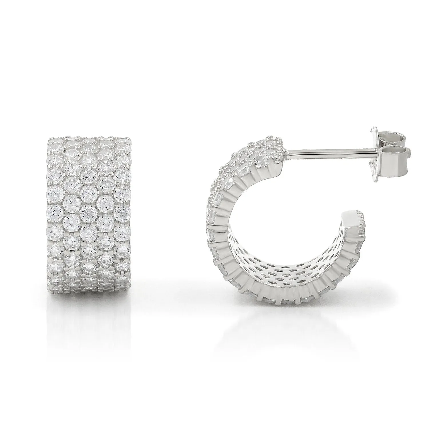 925 Sterling Silver Gold Plated Micro Pave C-Hoop Earring