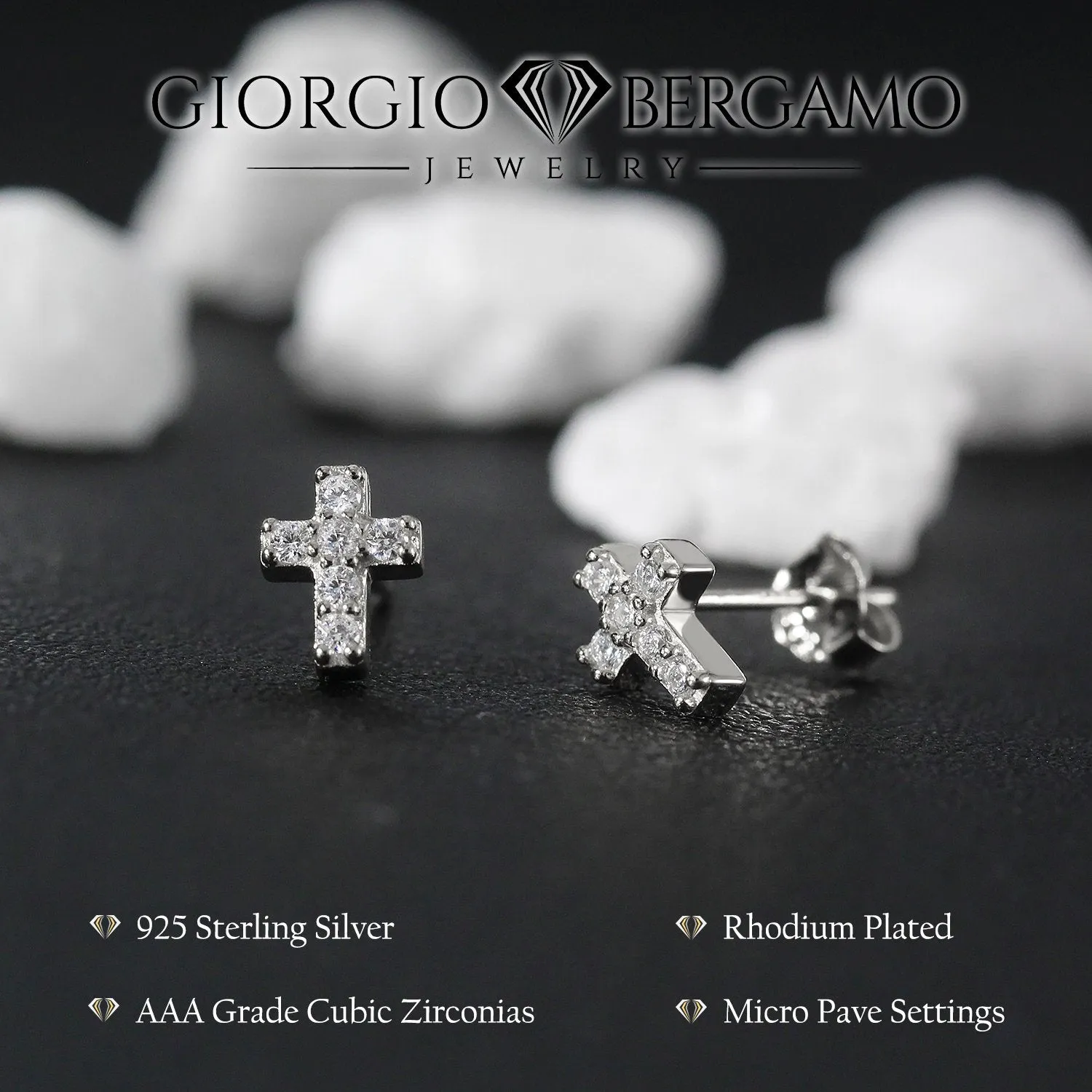 925 Sterling Silver Gold Plated Minimalist Cross Stud Earring