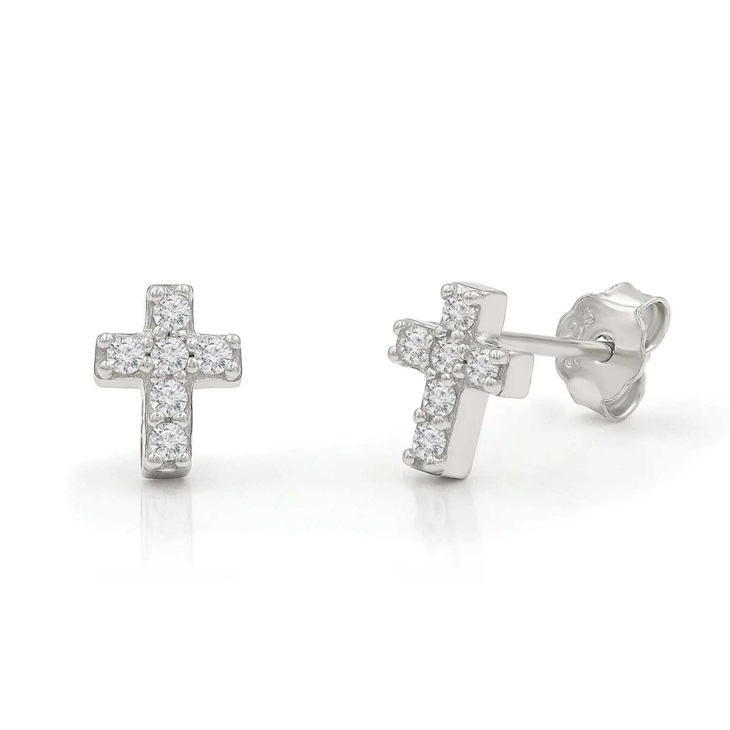 925 Sterling Silver Gold Plated Minimalist Cross Stud Earring