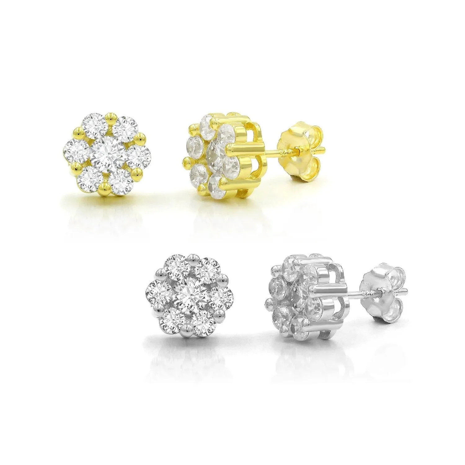 925 Sterling Silver Gold Plated Minimalist Flower Cluster Stud Earring