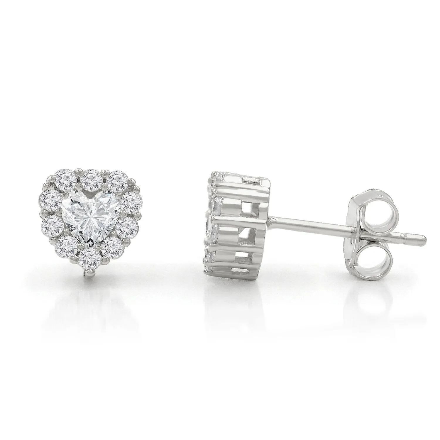 925 Sterling Silver Gold Plated Minimalist Heart Halo Stud Earring