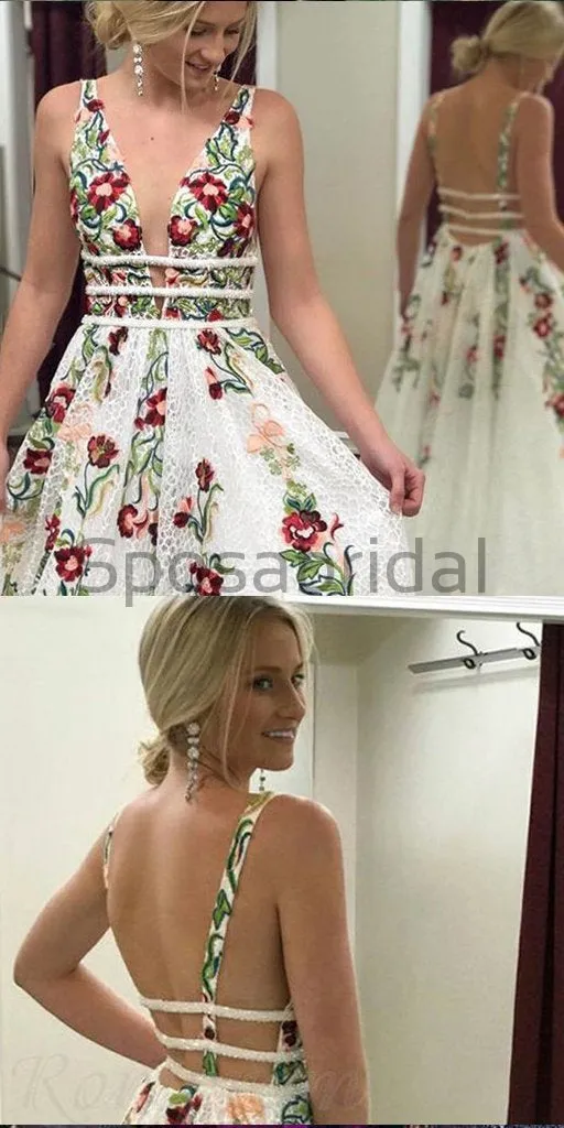 A-line Unique Deisgn Long Tulle Modest Long Prom Dresses wth appliques PD1546