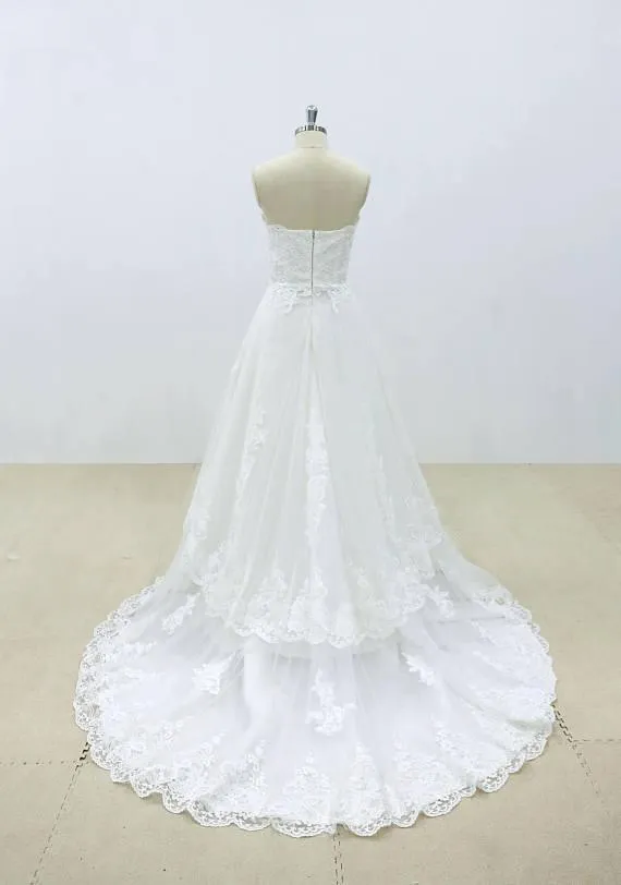 Affordable Sweetheart Lace A-line Unique Wedding Dresses Online, WD392