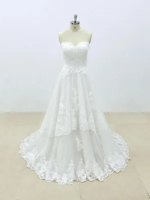 Affordable Sweetheart Lace A-line Unique Wedding Dresses Online, WD392