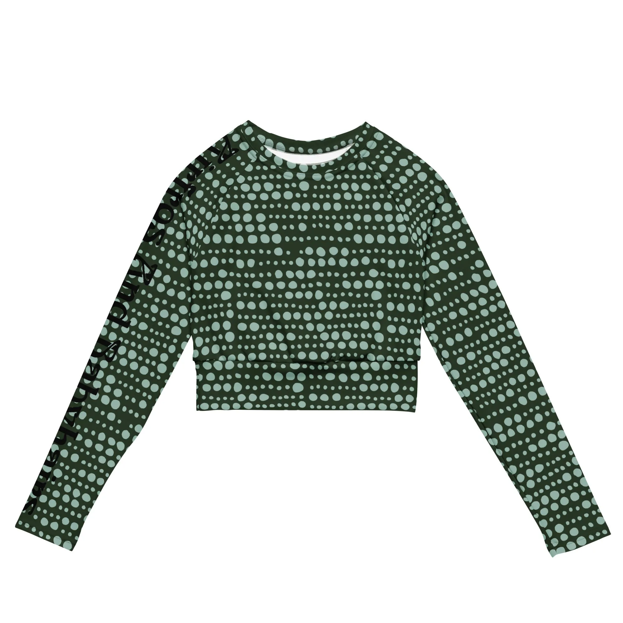 Airfros And Babyhairs Green Dots Long Sleeve Crop Top