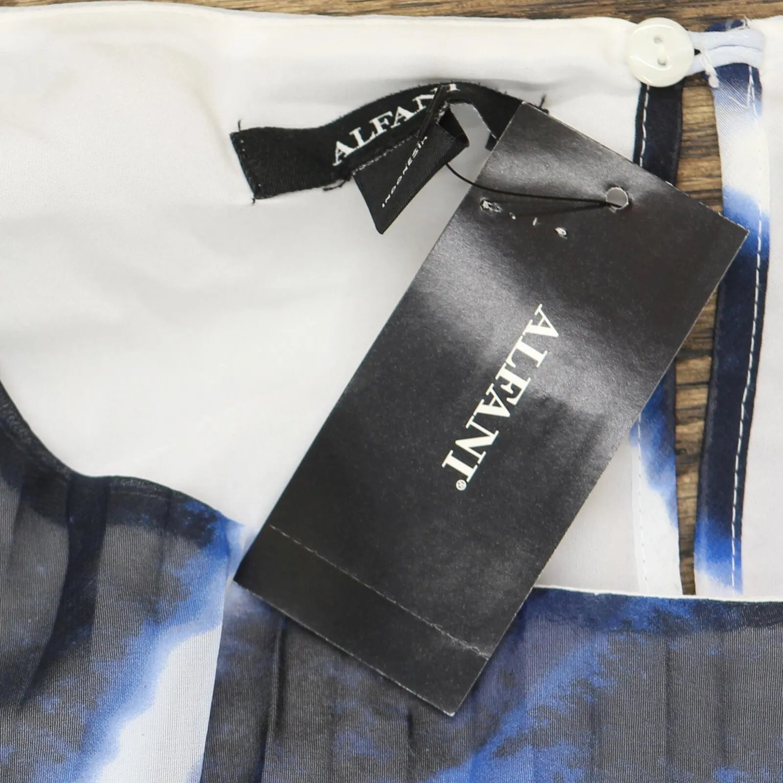 Alfani Womens Pleated Tie-Dye Blouse 100088567MS Blue M