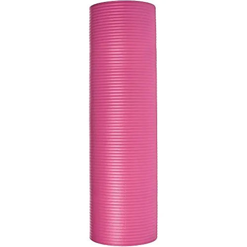 AmazonBasics 1/2-Inch Extra Thick Exercise Mat with Carrying Strap, Pink