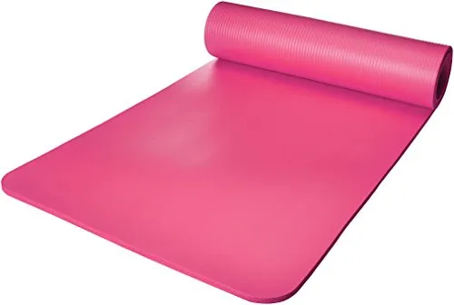 AmazonBasics 1/2-Inch Extra Thick Exercise Mat with Carrying Strap, Pink