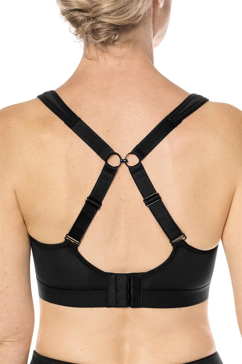 Amoena Jolie Non-Wired Sports  Pocketed Mastectomy Bra - High Support - Black/Grey 44872