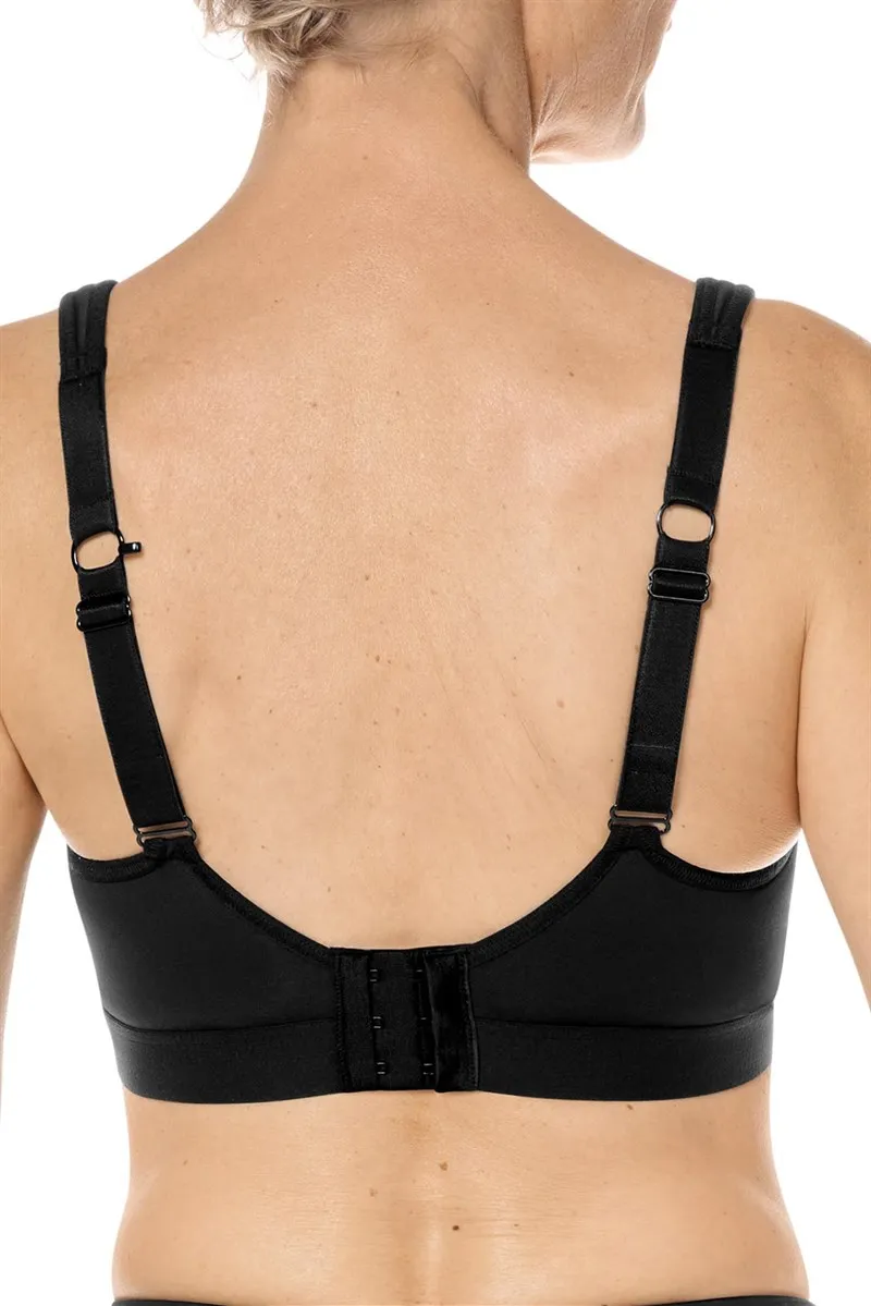 Amoena Jolie Non-Wired Sports  Pocketed Mastectomy Bra - High Support - Black/Grey 44872