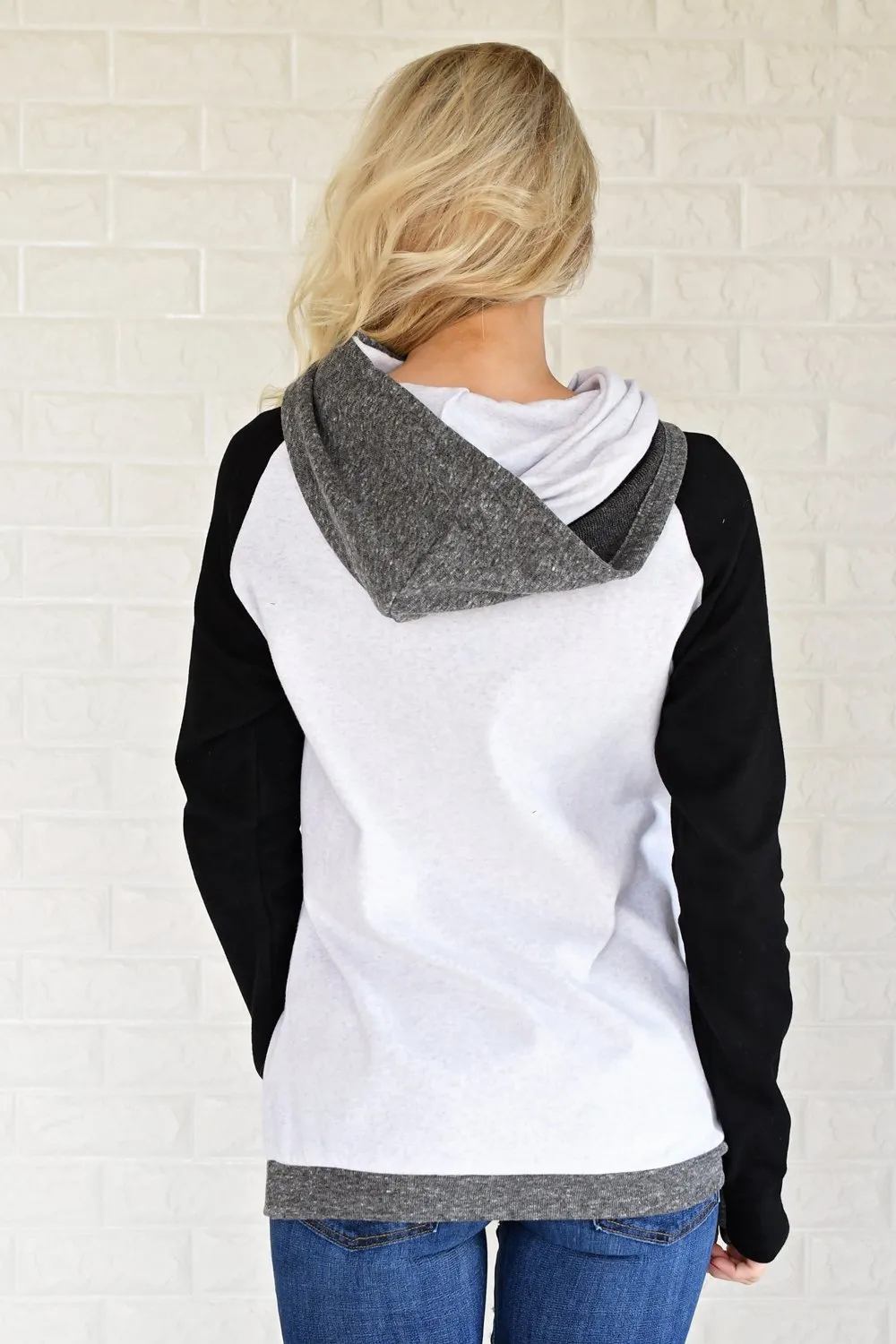 Ampersand Ave. Double Hooded Sweatshirt ~ Black & White