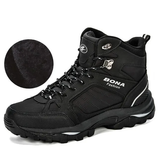Anti-Skidding Leather  Comfy Spring Autumn winter  Men Shoes Short Plush Snow Boots