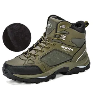Anti-Skidding Leather  Comfy Spring Autumn winter  Men Shoes Short Plush Snow Boots