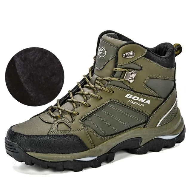 Anti-Skidding Leather  Comfy Spring Autumn winter  Men Shoes Short Plush Snow Boots