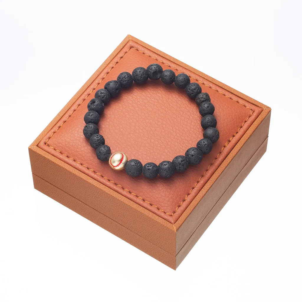 Baseball Charm Bead Bracelet