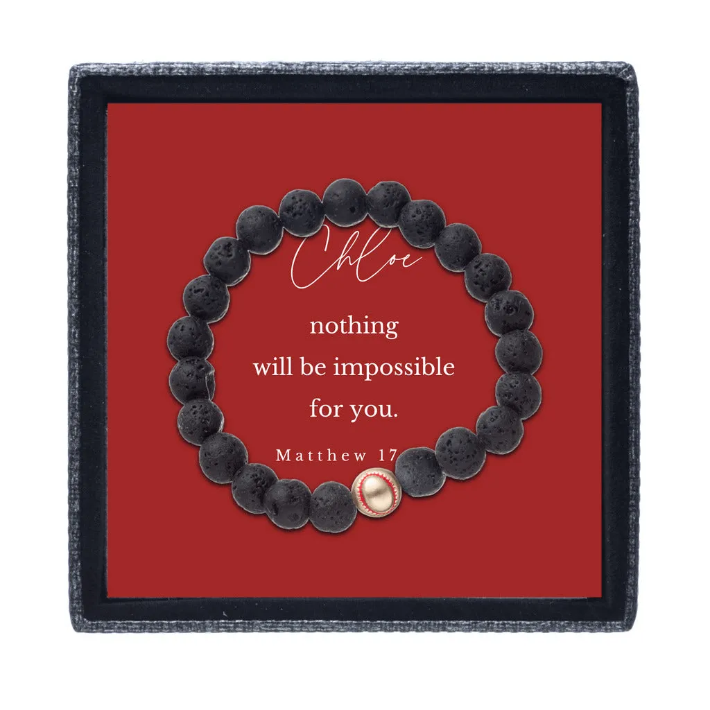 Baseball Charm Bead Bracelet