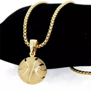 Basketball Football Pendant Necklace - Men's Fashion Jewelry, Two-Tone Metal Pendant for Party Accessories