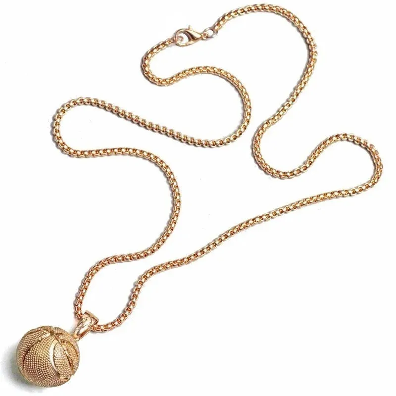 Basketball Football Pendant Necklace - Men's Fashion Jewelry, Two-Tone Metal Pendant for Party Accessories