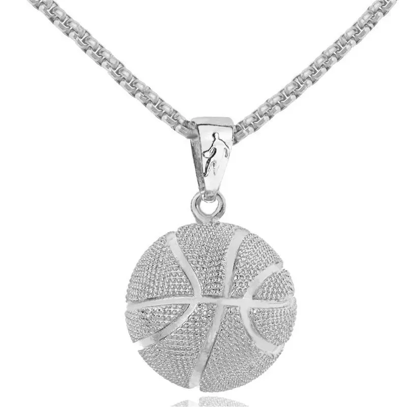 Basketball Football Pendant Necklace - Men's Fashion Jewelry, Two-Tone Metal Pendant for Party Accessories
