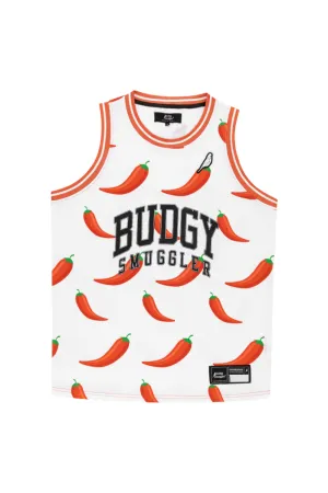 Basketball Vest in White Chilli Willies