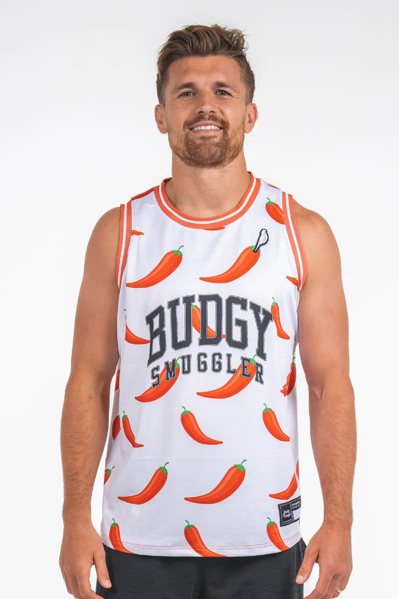 Basketball Vest in White Chilli Willies
