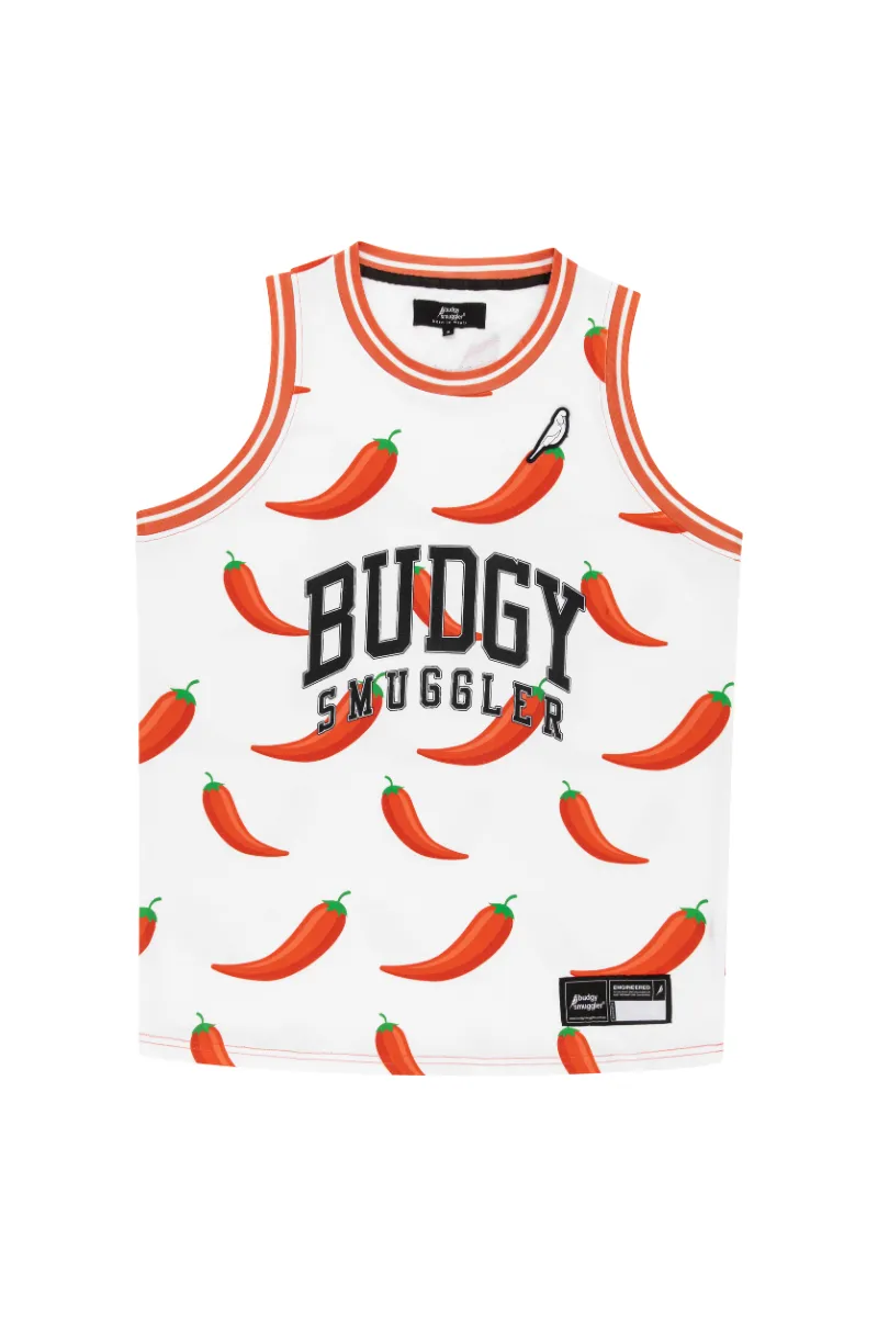 Basketball Vest in White Chilli Willies