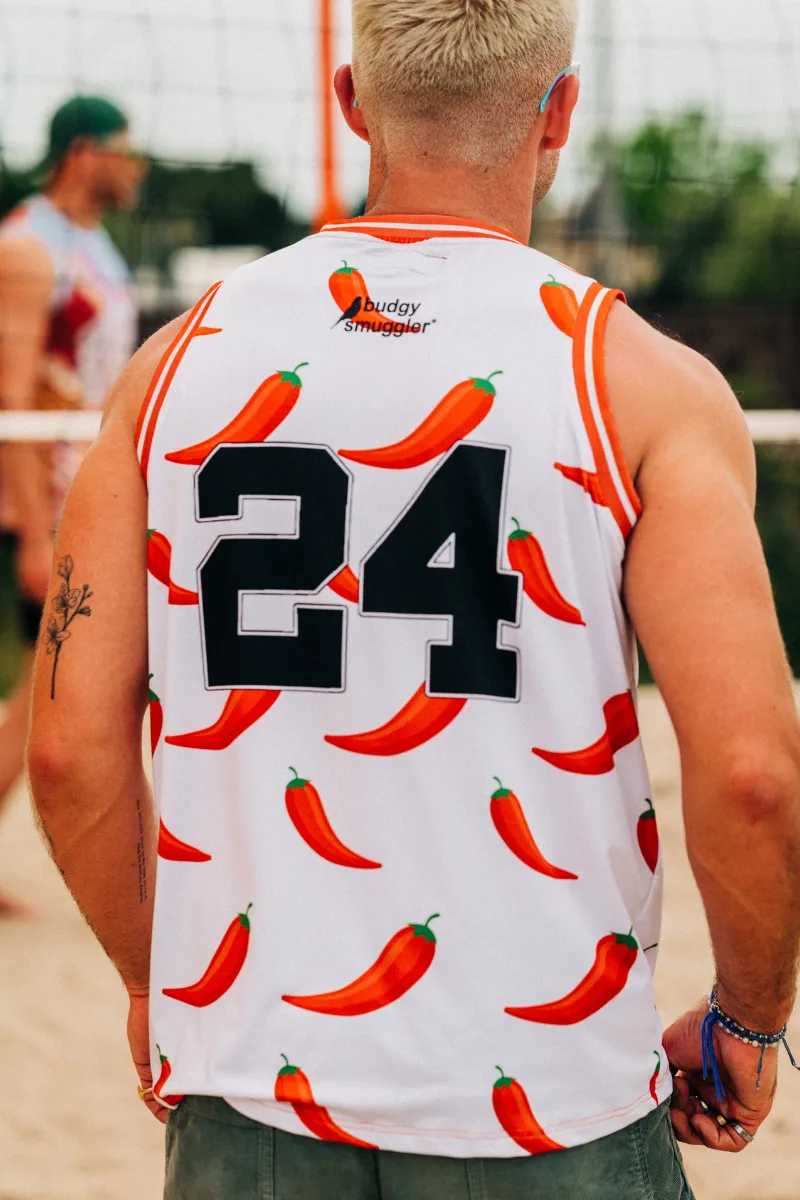 Basketball Vest in White Chilli Willies