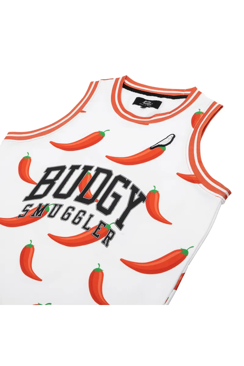 Basketball Vest in White Chilli Willies