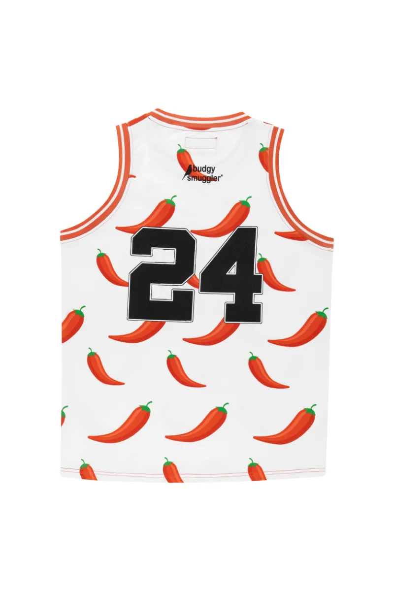 Basketball Vest in White Chilli Willies