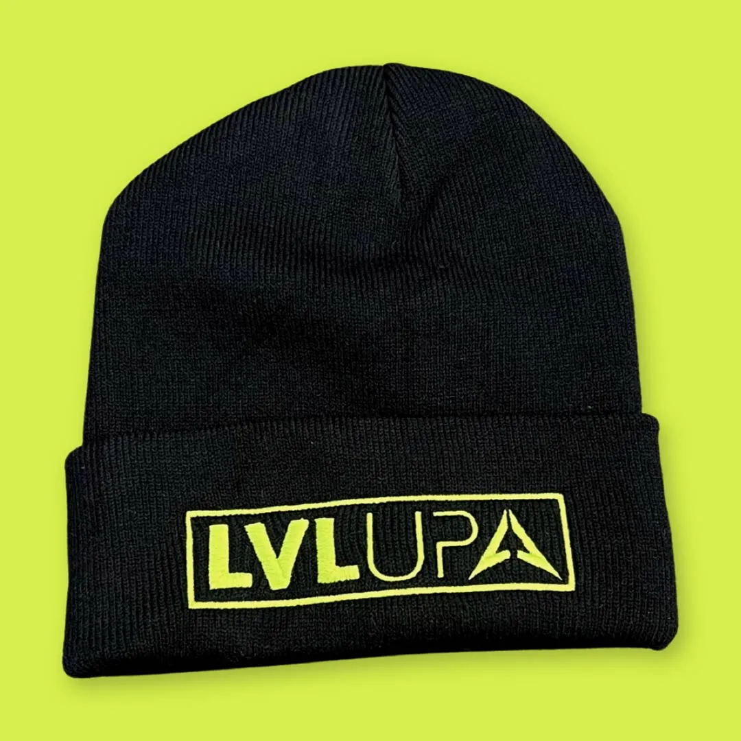 Beanie - LVL UP Trendy Logo - Black with Lime