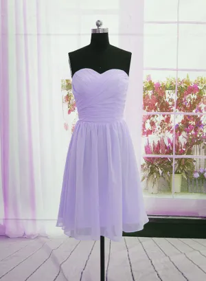 Beautiful Light Purple Chiffon Short Prom Dress, Bridesmaid Dress